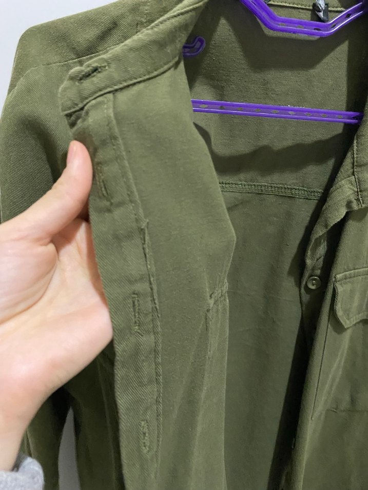 Düğmeli Haki Kadın Gömlek - Görsel 2