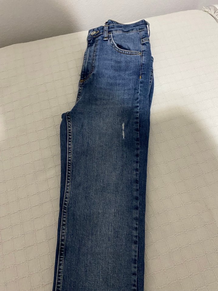 Yırtık Detaylı Mavi Kadın Kot Pantolon - Görsel 3