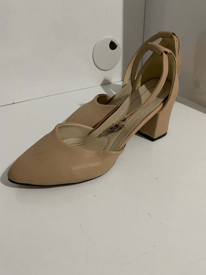 Bej Tokalı İnce Topuklu Kadın Ayakkabı - Görsel 2
