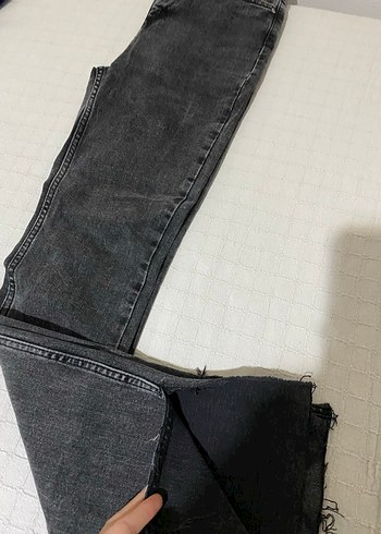 Gri Kadın Midi Boy Kot Pantolon - Görsel 3