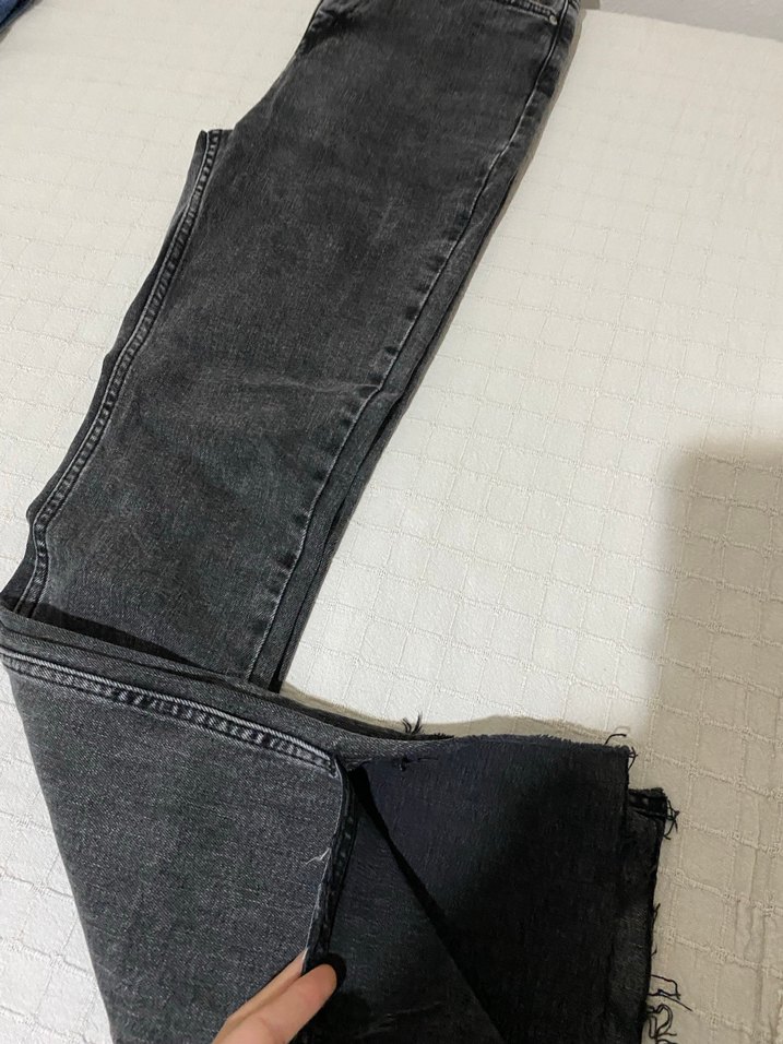 Gri Kadın Midi Boy Kot Pantolon - Görsel 3