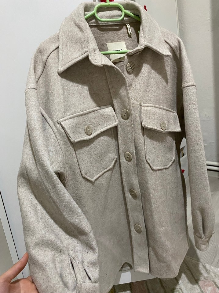 Bej Düğmeli Midi Kadın Ceket - Görsel 3