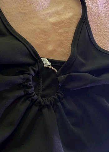 Siyah Drapeli İnce Askılı Midi Elbise - Görsel 3