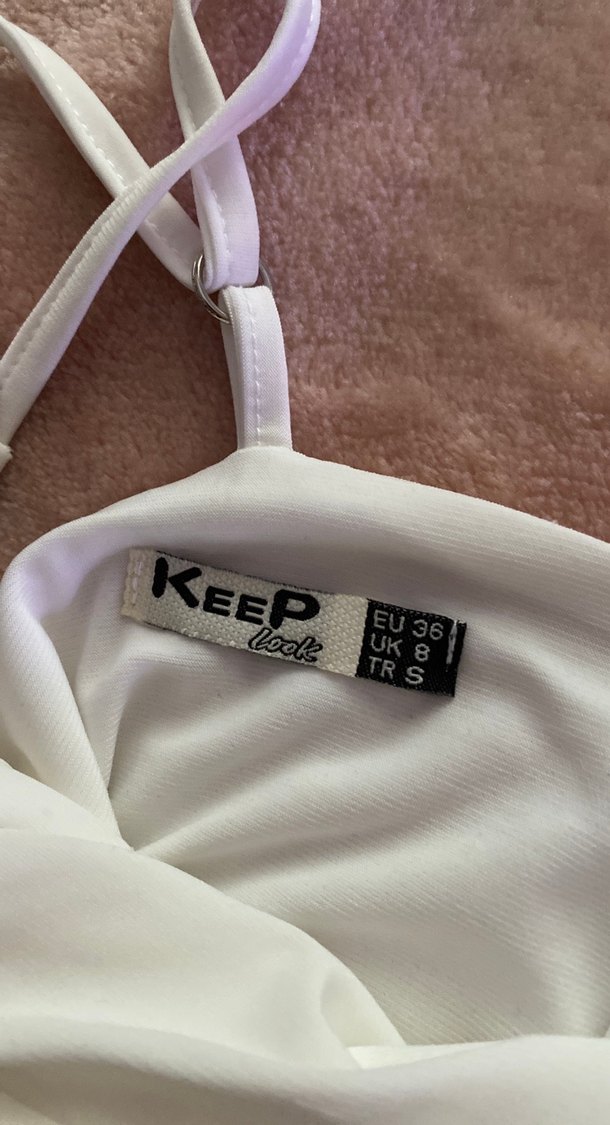 Beyaz Mini Düğün Elbisesi Strappy Askılı - Görsel 3