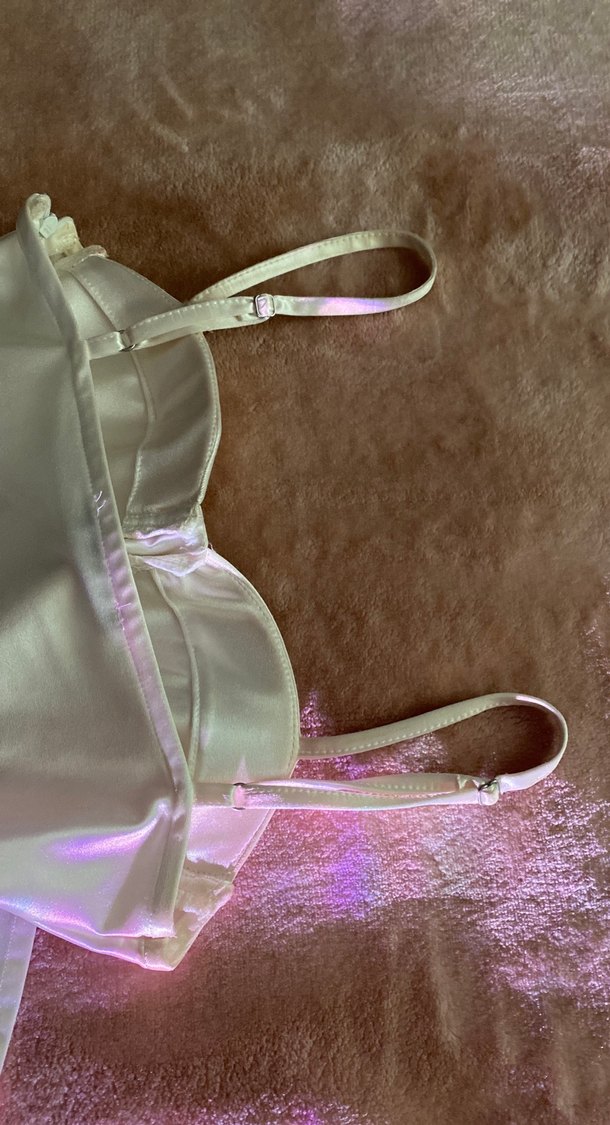 Beyaz Straplez Gotik Midi Elbise - Görsel 5