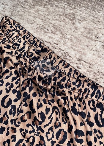 Kadın Leopar Desenli Bol Kesim Kumaş Pantolon - Görsel 2