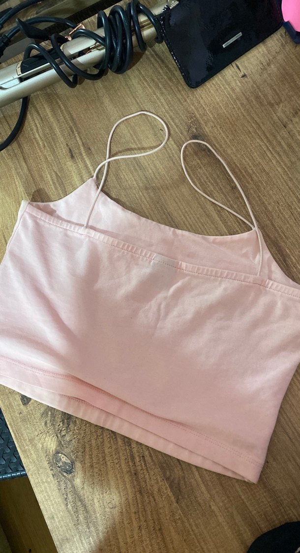 Pembe Askılı Kadın Crop Top - Görsel 2