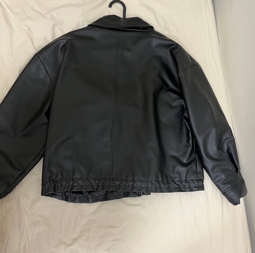 Düğmeli Siyah Deri Kadın Ceket - Görsel 2