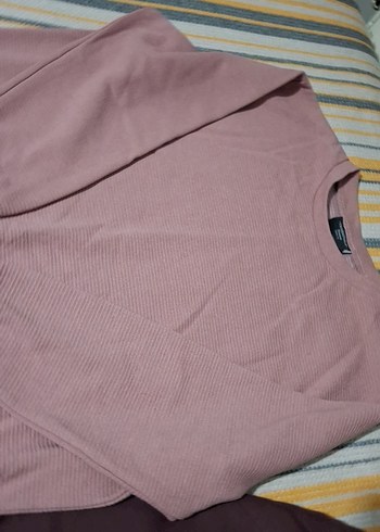 Pembe Uzun Kollu, rahat kalıp sweatshirt