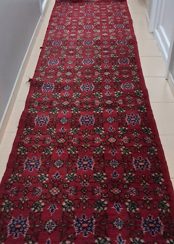 Bordo Bağlama Desenli Geleneksel Halı yolluk