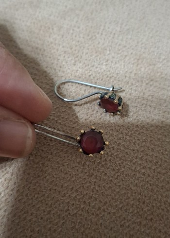 Bordo Vintage Düğmeli Midi Küpe
