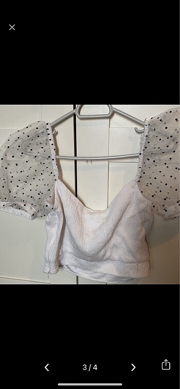 m Beden Zara Balon Kol crop bluz