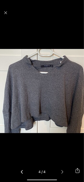 m Beden gri Renk Trendyol Triko Crop