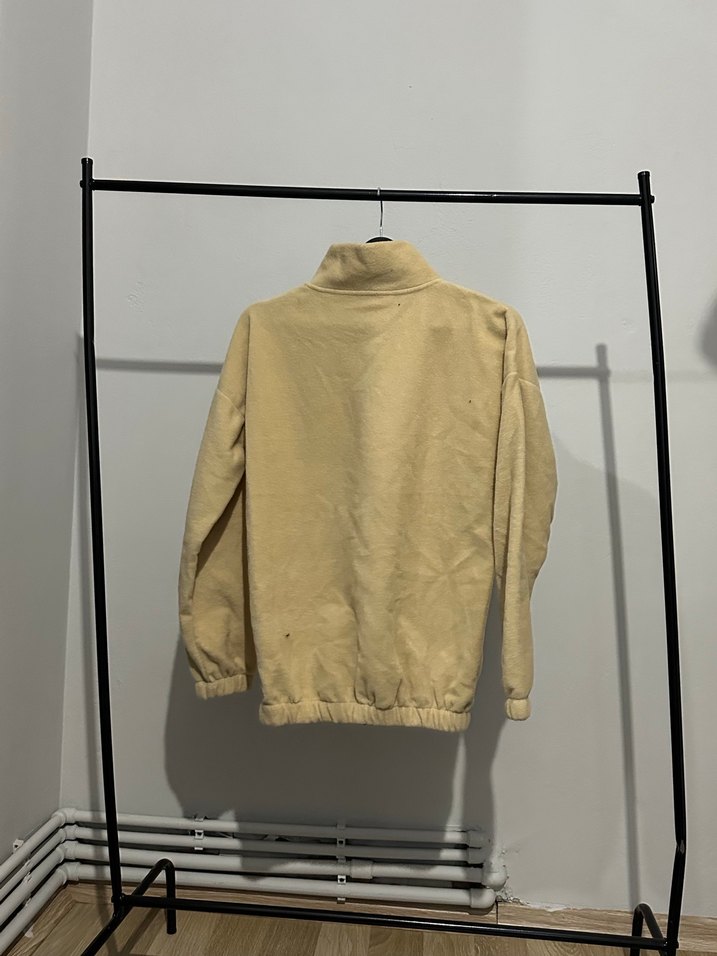 Bej Yarım Fermuarlı Yüksek Yakalı Sweatshirt - Görsel 2