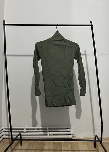 Haki İnce Fitilli Boğazlı Kadın Kazak - Görsel 2