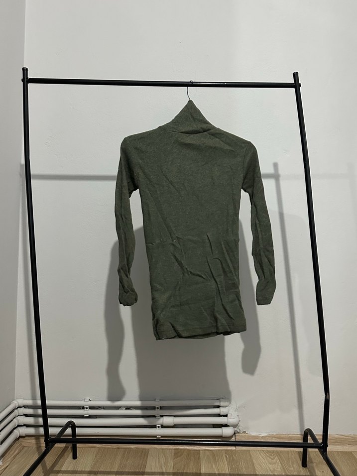 Haki İnce Fitilli Boğazlı Kadın Kazak - Görsel 3