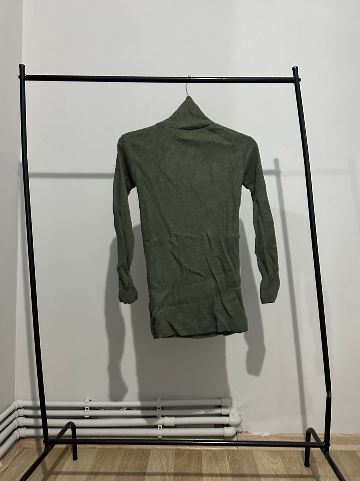 Haki İnce Fitilli Boğazlı Kadın Kazak - Görsel 2