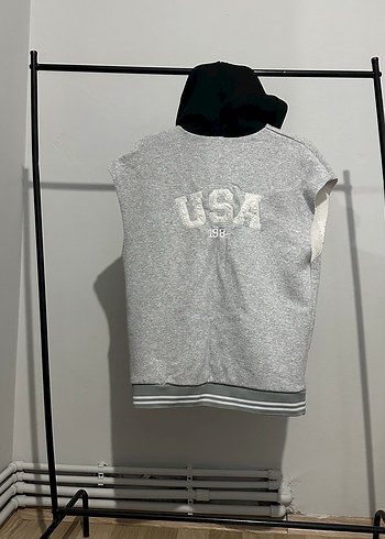 Gri Kapüşonlu Düğmeli kolej ceket - Görsel 3