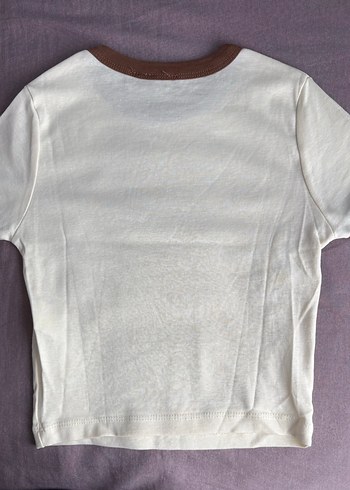 Kahverengi Yaka Detaylı Bohem Baskılı Tişört - Görsel 2