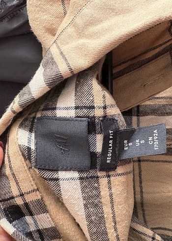 H&M Bej Ekose Desenli Uzun Kollu Gömlek