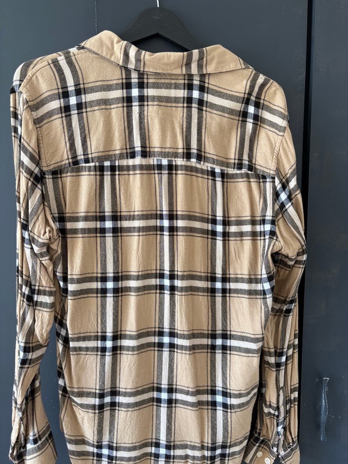 Bej Ekose Desenli Uzun Kollu Gömlek - Görsel 2