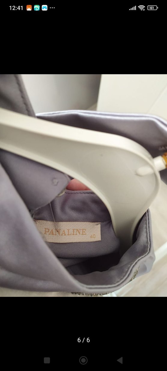 Gri Bağlama Desenli Uzun Kollu Kadın Abiye Elbise - Görsel 5