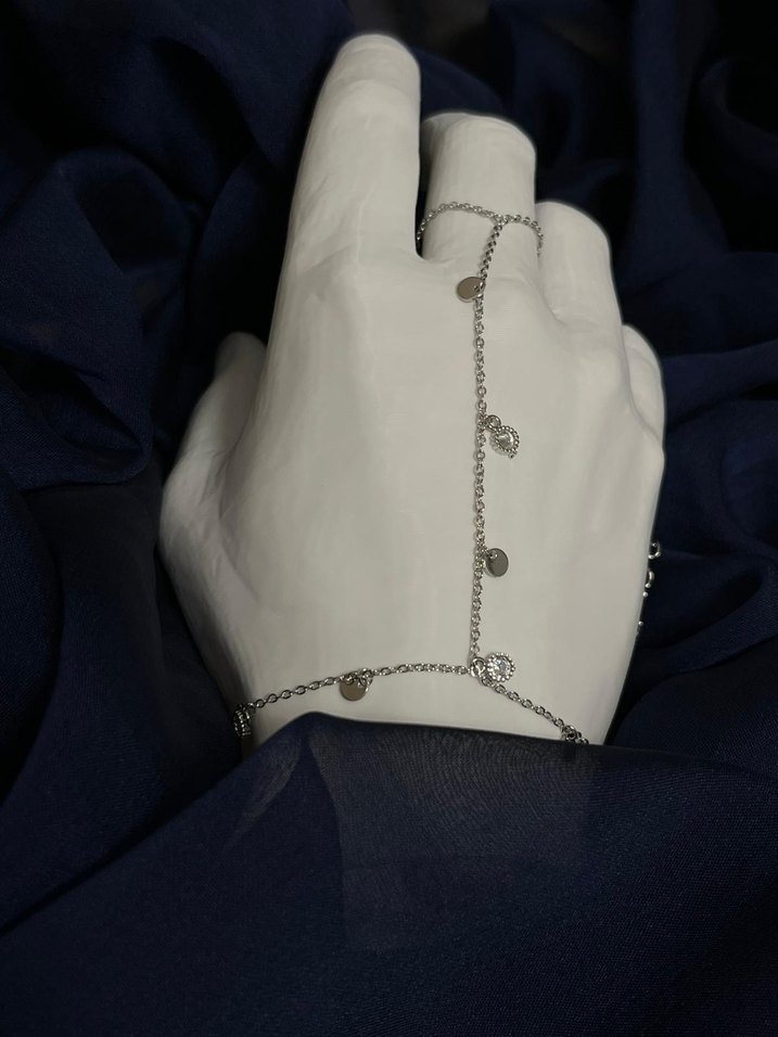 Çelik Gümüş Renk Zarif Taş Detaylı Şahmeran - Görsel 2