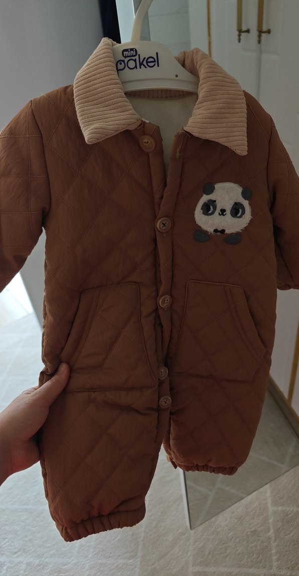 Düğmeli Kahverengi Erkek Çocuk Kaban - Görsel 4