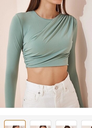 Yeşil crop bluz