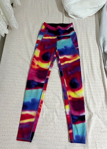 Renkli Tie-Dye Kadın Tayt Elastik Bel