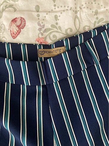 Diğer Mavi çizgili lacivert kumaş pantolon
