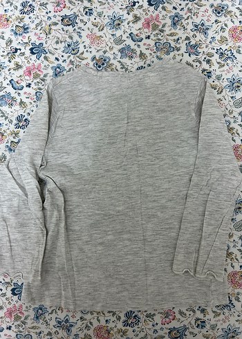 Kız Çocuk Gri Nakışlı Uzun Kollu Sweatshirt - Görsel 4