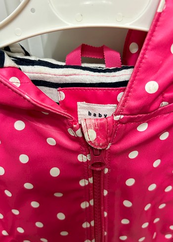 Kız Çocuk Puantiyeli Pembe Fermuarlı Yağmurluk - Görsel 5