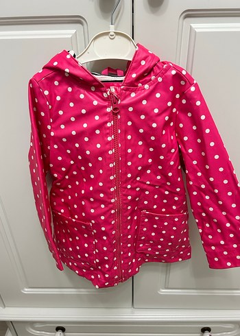 Kız Çocuk Puantiyeli Pembe Fermuarlı Yağmurluk - Görsel 2