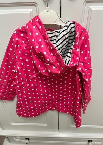 Kız Çocuk Puantiyeli Pembe Fermuarlı Yağmurluk - Görsel 4