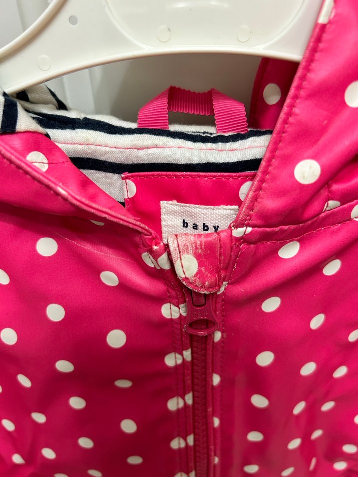 Kız Çocuk Puantiyeli Pembe Fermuarlı Yağmurluk - Görsel 5