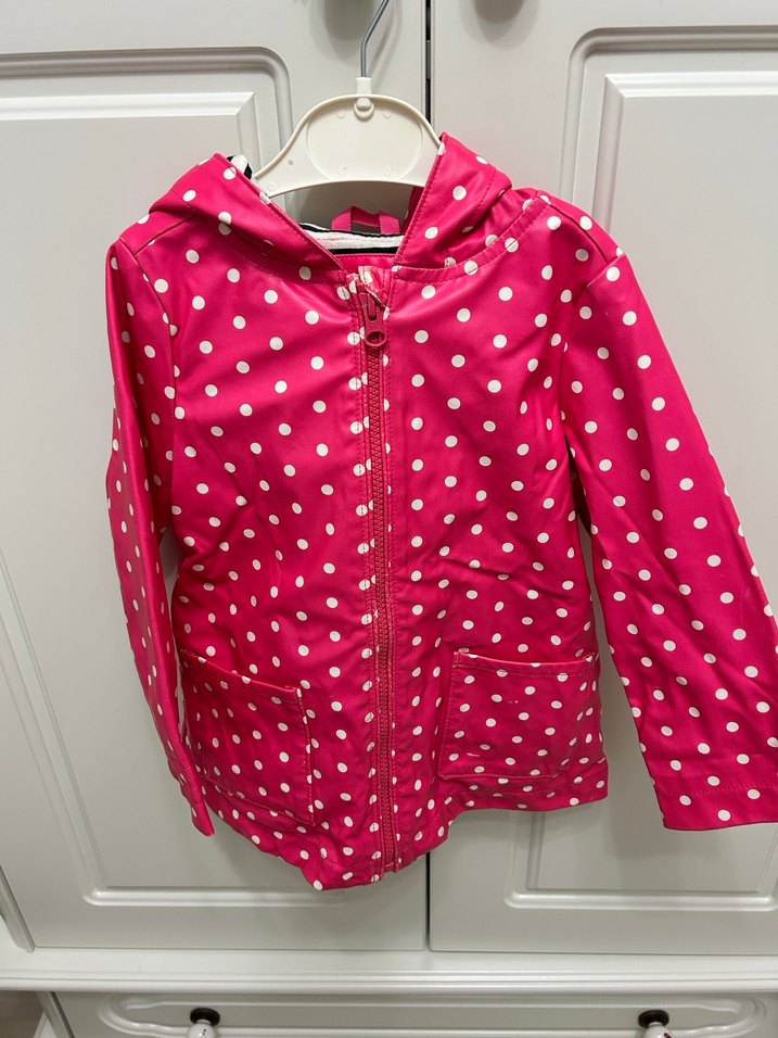 Kız Çocuk Puantiyeli Pembe Fermuarlı Yağmurluk - Görsel 2