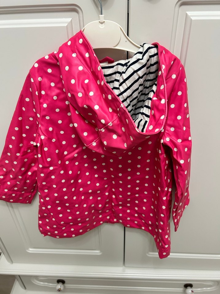 Kız Çocuk Puantiyeli Pembe Fermuarlı Yağmurluk - Görsel 4