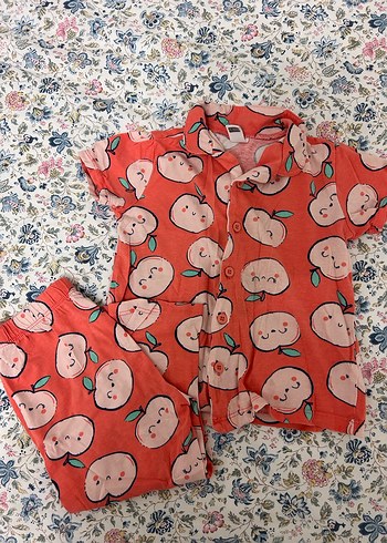 Kız Çocuk Kısa Kollu Düğmeli Pijama Takımı - Görsel 2