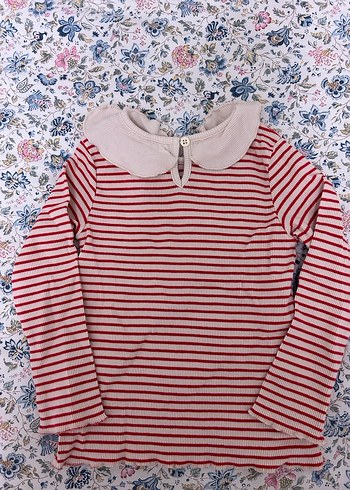 Kız Çocuk Kırmızı Çizgili Uzun Kollu Bluz - Görsel 3