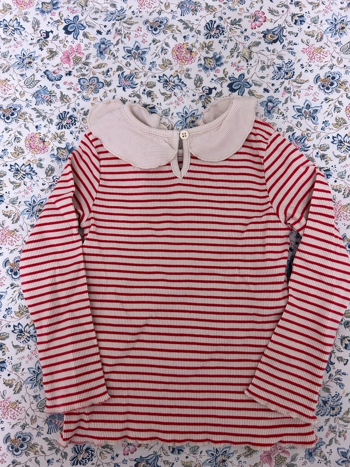Kız Çocuk Kırmızı Çizgili Uzun Kollu Bluz - Görsel 3