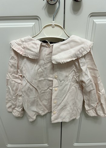 Kız Çocuk Fırfırlı Beyaz Keten Bluz - Görsel 3