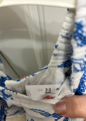 Mavi Nakışlı Kolsuz Bohem Kız Elbisesi - Görsel 3