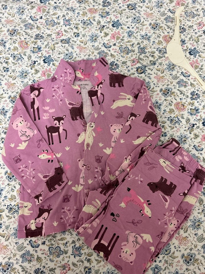 Kız Çocuk Lila Desenli Dantelli Pijama Takımı - Görsel 2