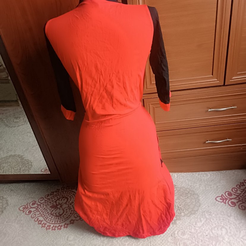 Kırmızı Uzun Kadın Sabahlık - Görsel 5