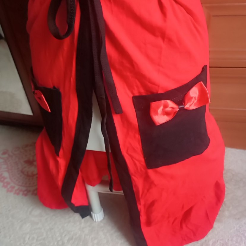 Kırmızı Uzun Kadın Sabahlık - Görsel 3