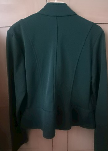 Düğmeli Koyu Yeşil Kadın Blazer Ceket - Görsel 3