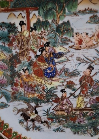 1 adet el boyama Japon kızı dekor tabak - Görsel 5