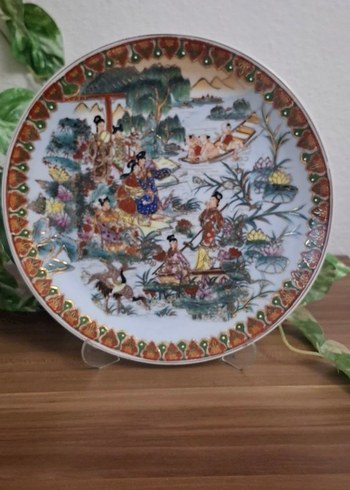 1 adet el boyama Japon kızı dekor tabak - Görsel 4