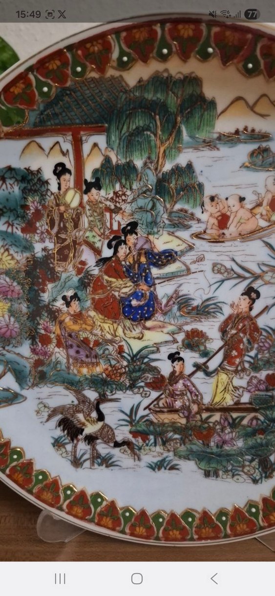 1 adet el boyama Japon kızı dekor tabak - Görsel 5